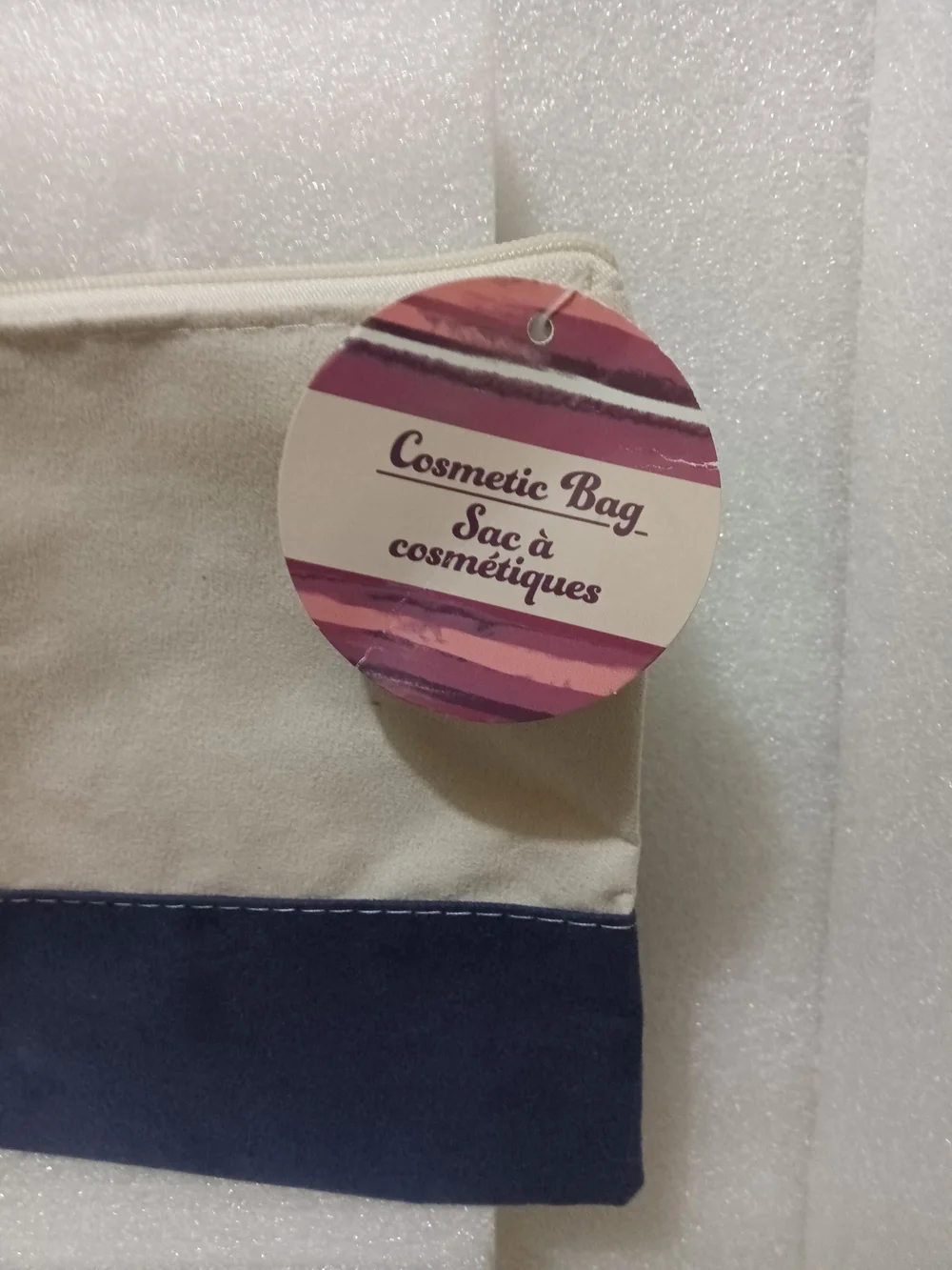 Cosmetic Bag Canvas Pouch in Cream and Navy